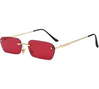 Lunettes De Soleil pour Moi Fashio Lunettes sans Monture Clair Rouge Bleu Jaune Me Rectagle Shades, Red, A