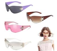 Lunettes de Soleil Punk One Piece, Design Y2K, Protection UV, Style Rétro et Futuriste, Lentilles en Forme d'Étoile, Taille Unique, 4 Couleurs Disponibles