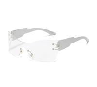 Lunettes de soleil punk One Piece pour femmes et hommes, œil de chat, sans monture (argent transparent)