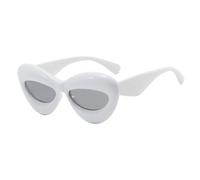 Lunettes de soleil punk pour femmes et hommes, style œil de chat, pour fête, photographie de rue, UV400 (blanc et argent)