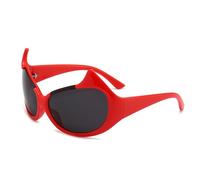 Lunettes de soleil punk yeux de chat pour femme vintage steampunk lunettes de soleil pour dames lunettes rétro, C4 Rouge Noir, Taille unique