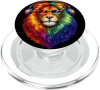 Lunettes de Soleil Rainbow Lion Peinture Aquarelle réaliste colorée PopSockets PopGrip pour MagSafe