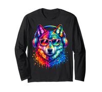 Lunettes de Soleil Rainbow Wolf Peinture Aquarelle réaliste colorée Manche Longue