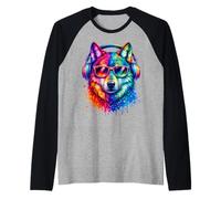 Lunettes de Soleil Rainbow Wolf Peinture Aquarelle réaliste colorée Manche Raglan