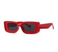 Lunettes de soleil rectangulaires de protection UV pour femmes et hommes Lunettes de soleil vintage punk Lunettes de soleil UV400 nuances, rouge/noir, Taille unique
