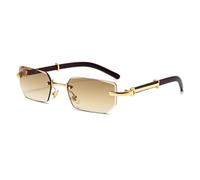 Lunettes de soleil rectangulaires sans monture pour hommes et femmes, branches écaille de tortue, légères et tendance, idéales pour la conduite et les activités de plein air, C3, taille unique.