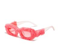 Lunettes de soleil rectangulaires tendance 2025 pour femme avec verres dégradés poilus et monture en polycarbonate de luxe, style décontracté