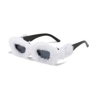 Lunettes de soleil rectangulaires tendance 2025 pour femme avec verres dégradés poilus et monture en polycarbonate de luxe, style décontracté