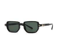 Lunettes de soleil rectangulaires tendance pour femmes UV400 rétro dégradé hommes tendance rivets, Noir vert foncé., Taille unique
