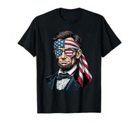 Lunettes de Soleil rétro 4 Juillet Lincoln Drapeau américain Vintage T-Shirt