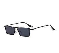 Lunettes de soleil rétro étroites rectangulaires en métal femmes hommes lunettes de soleil hip-hop été protection UV pare-soleil, 2, taille unique