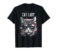 Lunettes de Soleil rétro Motif Chat Patriotique Drapeau T-Shirt Graphique avec Valeur