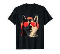 Lunettes de Soleil rétro Motif Chien Husky Cool Coucher de Soleil T-Shirt