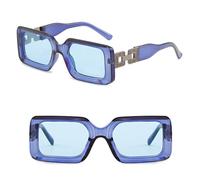 Lunettes de soleil rétro pour femme avec monture en diamant et jambes, bleu, Taille unique