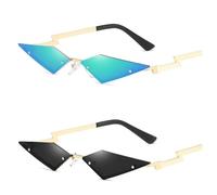 Lunettes de soleil rétro pour femme, style œil avec verres miroir vintage, Bleu/noir
