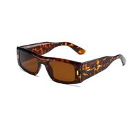Lunettes de soleil rétro rectangulaires ovales UV400 pour femmes et hommes, monture carrée étroite, lunettes de soleil vintage, Cadre imprimé léopard