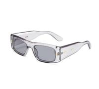 Lunettes de soleil rétro rectangulaires ovales UV400 pour femmes et hommes, monture carrée étroite, lunettes de soleil vintage, Cadre gris transparent Flskes gris clair