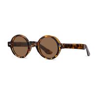 Lunettes de soleil rétro rondes punk hommes mode clair anti lumière bleue femmes luxe rivets UV400, Thé léopard, Taille unique