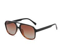 Lunettes de soleil rétro surdimensionnées pour homme avec monture transparente - Jaune et bleu - UV400, Thé léopard noir, Taille unique
