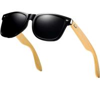 Lunettes de soleil rétro UV400 Cat.3 avec gabarits en bambou, plastique + bambou, largeur 150mm
