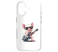 Lunettes de Soleil Rock Star Cochon avec Guitare Coque pour iPhone 17