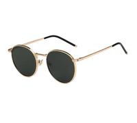 Lunettes de soleil rondes à monture métallique pour homme et femme, verres tendance, couleur or et vert, 151 x 136 x 47 mm