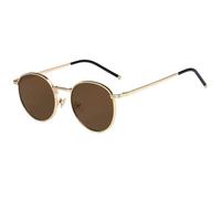 Lunettes de soleil rondes à monture métallique pour homme et femme, verres tendance, thé doré, 151 x 136 x 47 mm