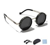 Lunettes De Soleil Rondes Polarisées À Teinte Réglable Uptiar, Verres Polarisés À 9 Vitesses avec Filtre ND9, Verres Rétro for Hommes, for La Plage, La Pêche Et La Conduite