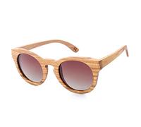 Lunettes de soleil rondes polarisées pour hommes et femmes rétro faites à la main en bois de noyer catégorie 3 avec étui en bambou UV400, Monture en bois
