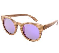 Lunettes de soleil rondes polarisées pour hommes et femmes rétro faites à la main en bois de noyer catégorie 3 avec étui en bambou UV400, Monture en bois