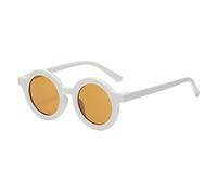 Lunettes de soleil rondes rétro avec monture blanche - Nuances UV400 - Lunettes tendance d'inspiration vintage pour streetwear, vacances, séances photo et looks quotidiens, blanc, Taille unique