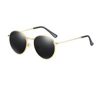Lunettes de soleil rondes roses classiques 2025 rétro pour hommes avec revêtement miroir, Gris doré., Taille unique