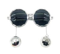 Lunettes de soleil rondes tendance avec pendentif boule surdimensionnée pour homme et femme - Lunettes disco amusantes pour homme et femme