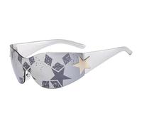 Lunettes de soleil sans monture 2026 pour homme et femme - En forme d'étoile - Une pièce - Pour le sport et l'extérieur, Filigrane, Taille unique