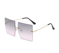 Lunettes de soleil sans monture à large monture 2025 pour hommes et femmes, lunettes de vacances en plein air pour photographie de rue (couleur : D, taille : moyen), E, Taille unique