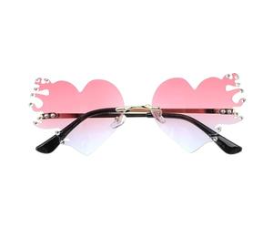 Lunettes de Soleil sans Monture à Motif Flamme Unique en Métal Léger pour Fête, Carnaval et Soirées, Accessoires Créatifs pour Femme et Homme, 1 Paire Rose