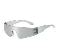 Lunettes de soleil sans monture avec protection UV400 pour homme et femme, style punk, style sportif, port quotidien, plage, fête, cadeau, Mercure argenté/blanc