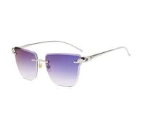 Lunettes de soleil sans monture en métal pour hommes et femmes, monture dorée, branches décorées d'un motif léopard unique, lunettes légères et tendance pour le quotidien et les activités de plei