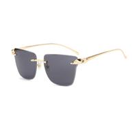 Lunettes de soleil sans monture en métal pour hommes et femmes, monture dorée, branches ornées d'un motif léopard unique, légères et tendance, idéales pour une utilisation quotidienne en extérieu
