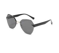 Lunettes de soleil sans monture et bord coupé pour femme avec un style tendance et rétro et, Noir , Taille unique
