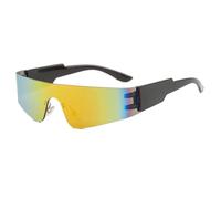 Lunettes de soleil sans monture pour femmes et hommes, verres monobloc tendance, protection UV400 (gris-rouge miroir)