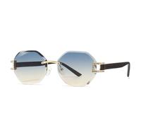 Lunettes de soleil sans monture pour femmes, tendance, incrustées de diamants, rétro, à dessus plat, à la mode, protection UV400 (C3)
