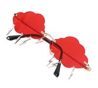 Lunettes de soleil sans monture UV Lunettes de soleil avec forme de et flash Nouveauté aviateur Lunettes pour femmes Ma Outdoor Beach, rouge, 14,6 × 14 cm