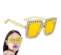 Lunettes De Soleil Scintillantes - Lunettes De Solel À Monture Carrée En Strass, Lunetts De Mode Scintilantes Surdimensionnées, Lunetes De Soleil En Strass, Lunetes De Solel Scintillantes, Lunet