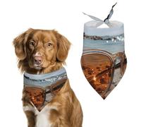 Lunettes de soleil sur la plage Bandana triangle pour chien Écharpe lavable en polyester Bavoirs mignons Bandana pour chiens de taille moyenne et grande taille Chiots et chats