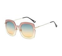 Lunettes de soleil surdimensionnées pour femme avec cadre de défilé - UV400, Lentille jaune verte C5, Taille unique