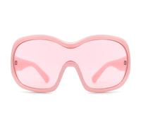 Lunettes de soleil surdimensionnées tendance pour homme et femme - Lunettes de concert cool des années 2000 rétro rondes avec grand bouclier, Rose, L