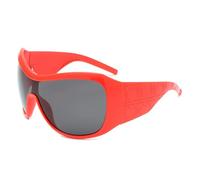 Lunettes de soleil surdimensionnées une pièce pour femmes et hommes, style vintage, style hip-hop, dégradé, pour la conduite, rouge, 1 pièce