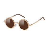 Lunettes de soleil teintées réglables - Lunettes de soleil rondes polarisées | Circ-le classique pour femme | Protection UV | Rond polarisé | Lunettes de style hippie Lennon avec monture en métal