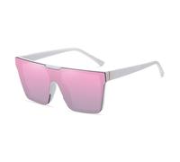 Lunettes de soleil tendance 2026 monobloc pour homme et femme, Cadre blanc rose, Taille unique